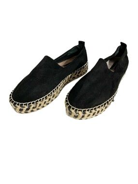 Steven by Steve Madden Natural Rope Platform Espadrille Slip On Shoe Black Tan